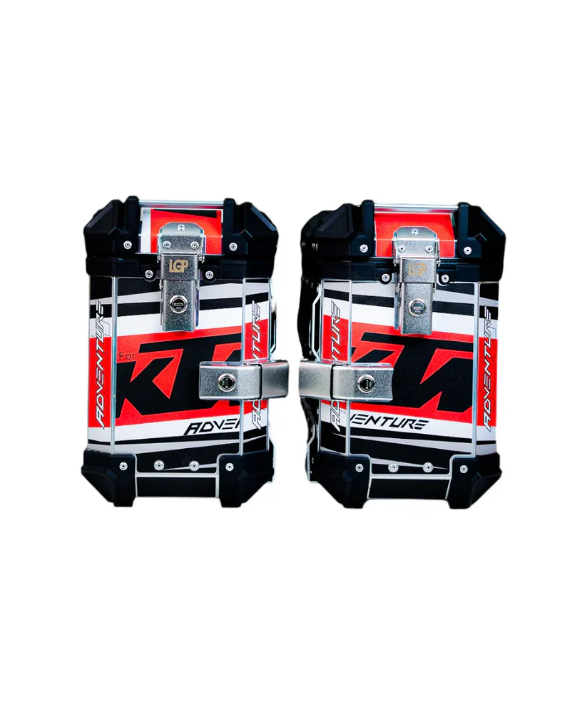 LGP Premium Aluminium KTM Graphics Top Box & Panniers - TOURING COMBO - Image 2