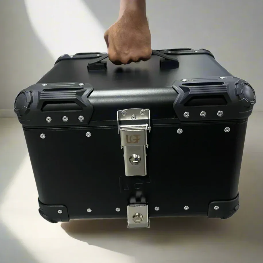 LGP Premium Aluminium Top Case | NERO EDITION ( Top Box ) | Bevelled corner | 45L - BLACK ( COMPATIBLE FOR ALL MOTORCYCLE ) - 1 YEAR WARRANTY