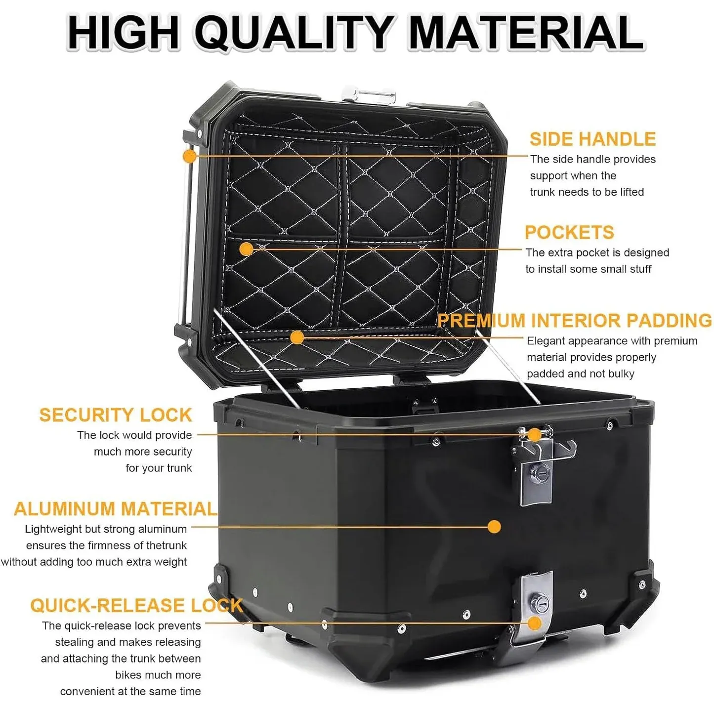 LGP Premium ( Double X V2 )Aluminium Top Box 45L - BLACK ( COMPATIBLE FOR ALL MOTORCYCLE ) - 1 YEAR WARRANTY - Image 2