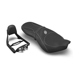 Black Deluxe Touring Dual Seat and Backrest Kit For Royal Enfield Super Meteor 650 | Accessories