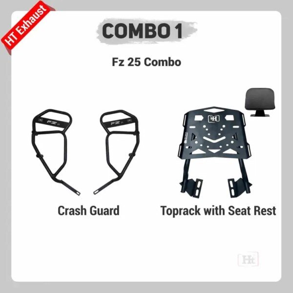 Yamaha COMBO 1 FZ 25 Crash Guard + Top Rack with Seat – HT EXHAUST ...