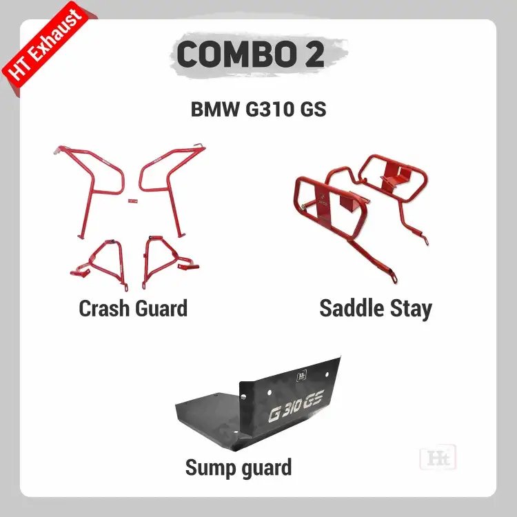 COMBO 2 BMW GS310 Crash Guard + Saddle Stay + Sump Guard – HT EXHAUST