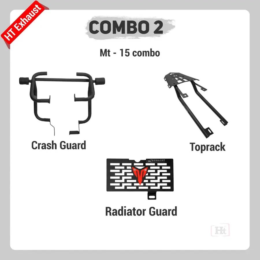 COMBO 2 MT-15 Crash Guard + Radiator Guard + Top Rack – HT EXHAUST