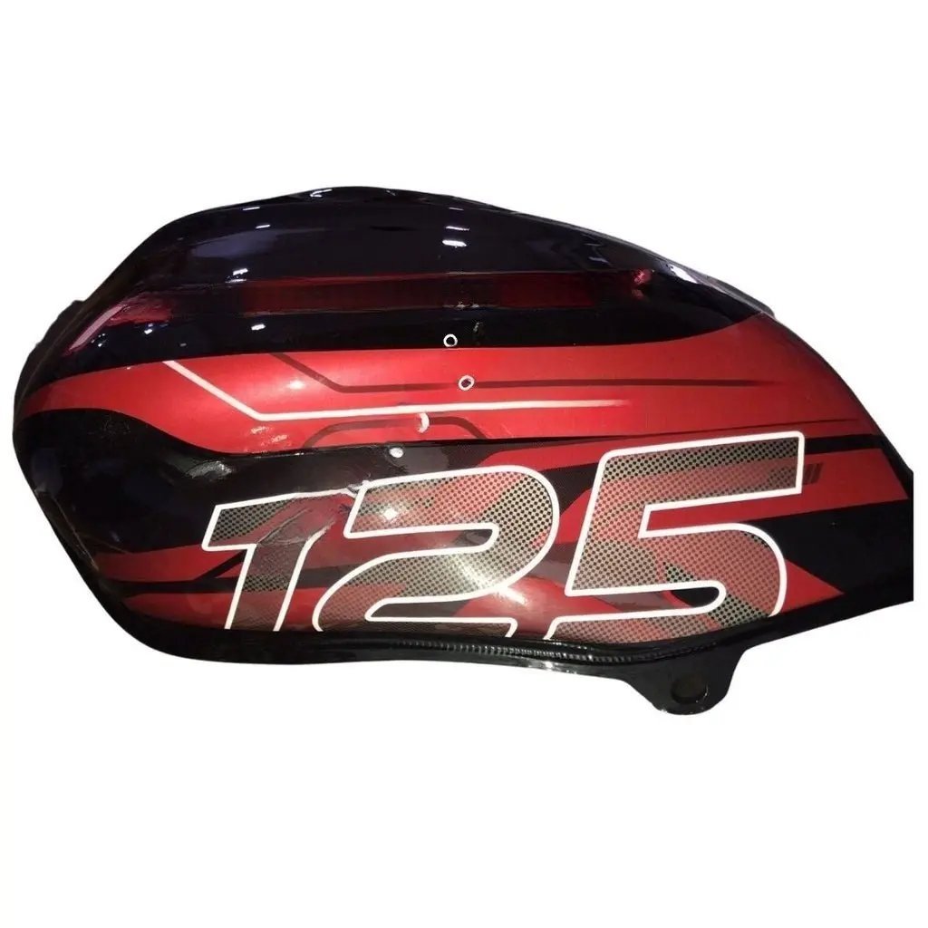 Indian Bikes Spares Petrol Tank For Tvs Phoenix 125 | Black With Red Sticker