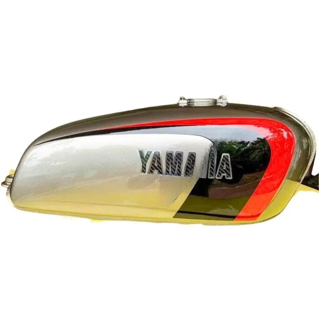Petrol Tank For Yamaha Rx100 | Rx135 | Rxg | Type 2 | Silver | Black & Red Sticker