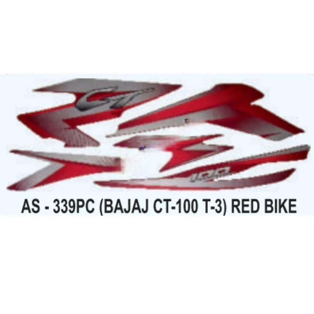 Graphics Sticker Set For Bajaj Ct 100 | Type 3 | Red Vehicle | Both Sides