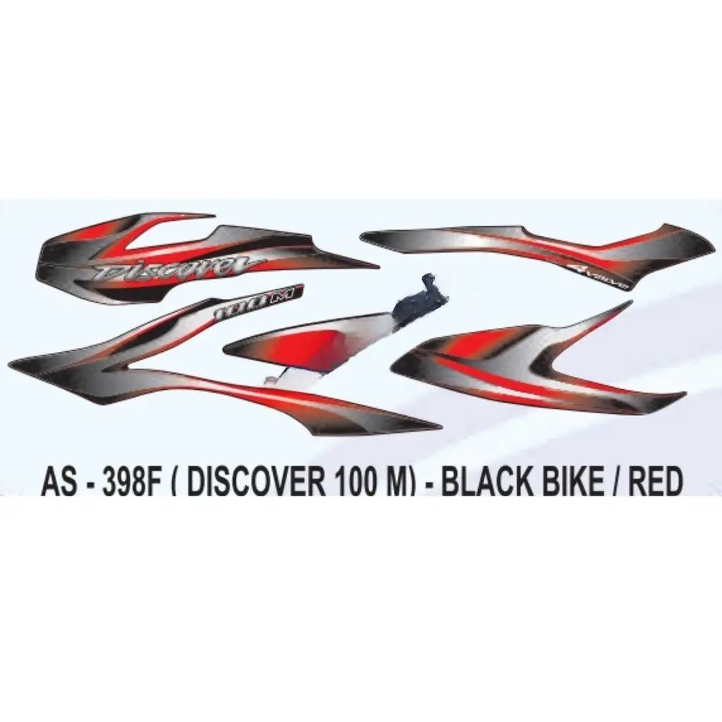 Graphics Sticker Set For Bajaj Discover 100m | Black Vehicle | Red Sticker | Both Sides