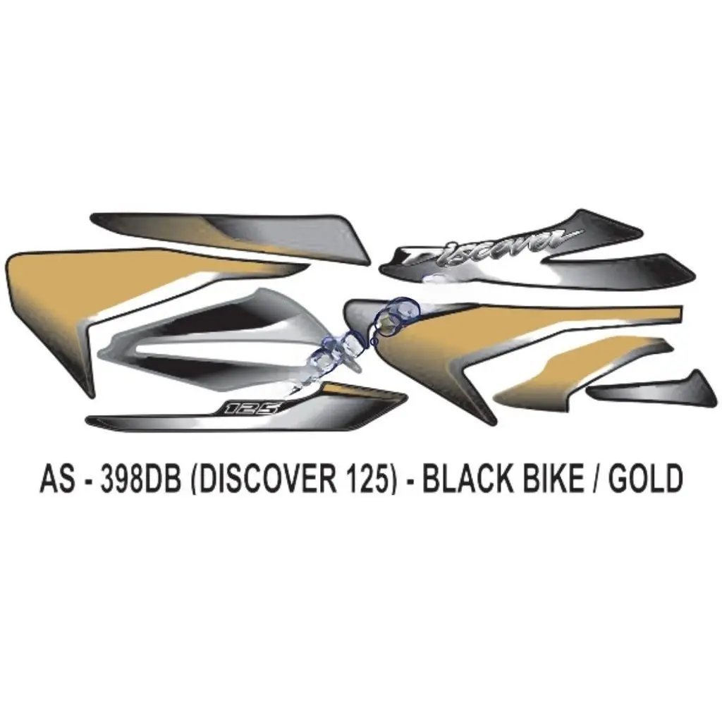 Graphics Sticker Set For Bajaj Discover 125 | Black Vehicle | Gold Sticker | Both Sides