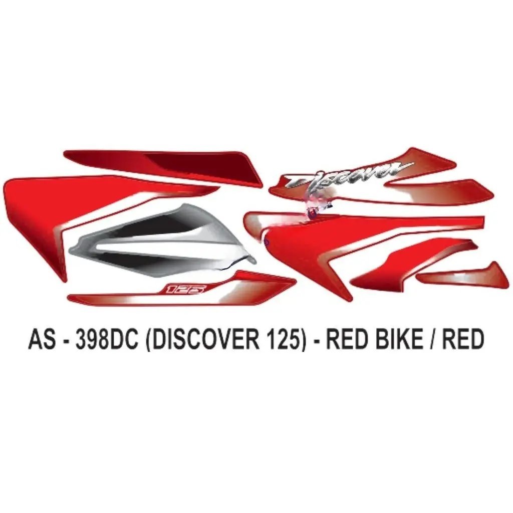 Graphics Sticker Set For Bajaj Discover 125 | Red Vehicle | Red Sticker | Both Sides