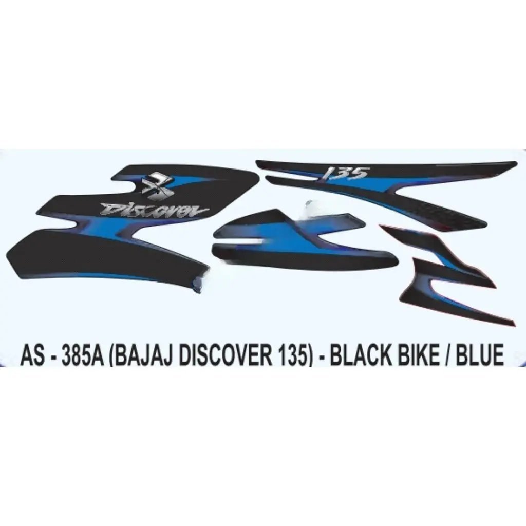 Graphics Sticker Set For Bajaj Discover 135 | Black Vehicle | Blue Sticker | Both Sides