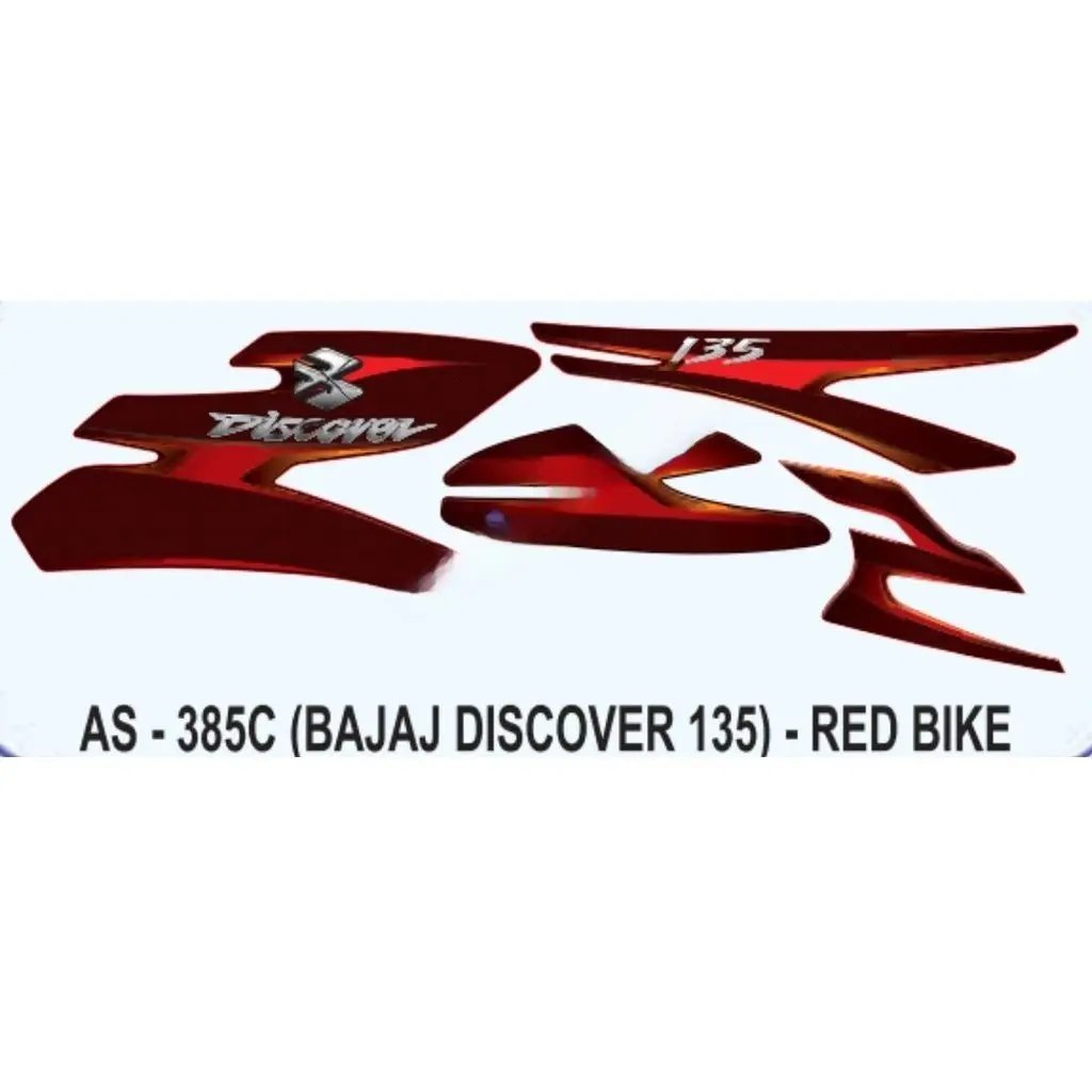 Graphics Sticker Set For Bajaj Discover 135 | Red Vehicle | Both Sides