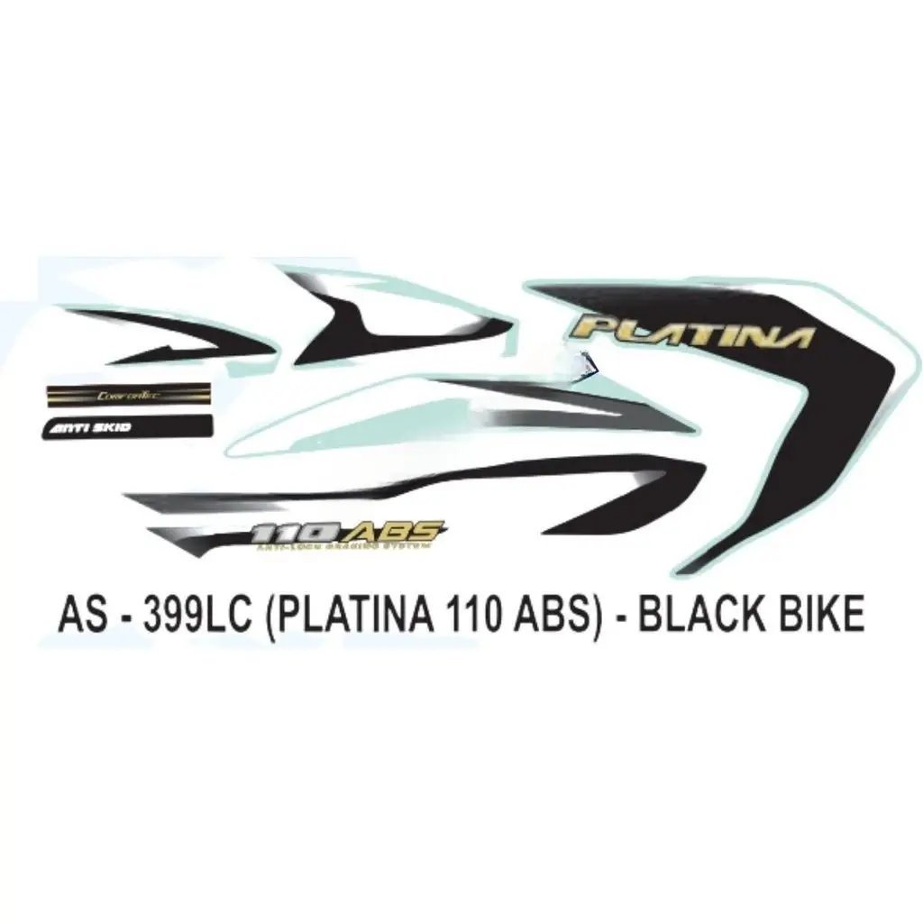 Graphics Sticker Set For Bajaj Platina 110 | Abs | Black Vehicle | Both Sides