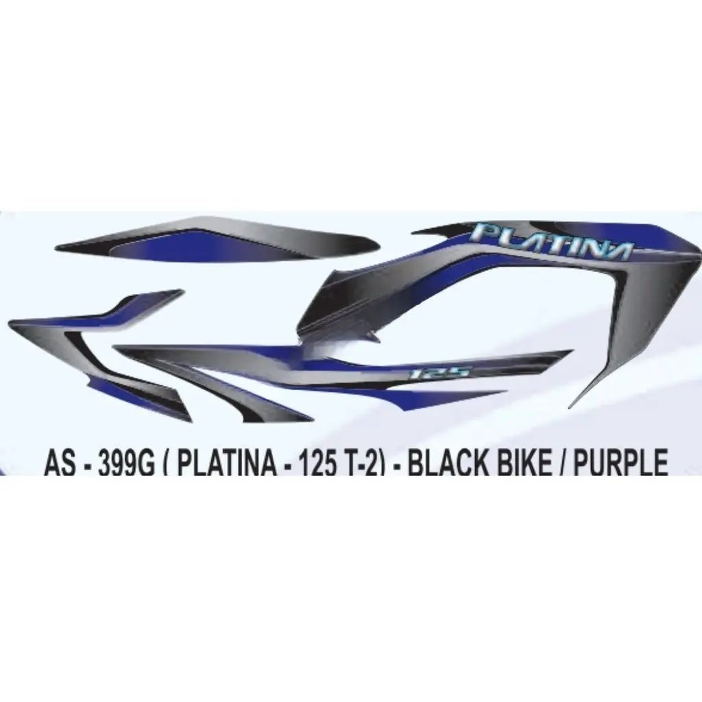 Graphics Sticker Set For Bajaj Platina 125 | Type 2 | Black Vehicle | Purple Sticker | Both Sides