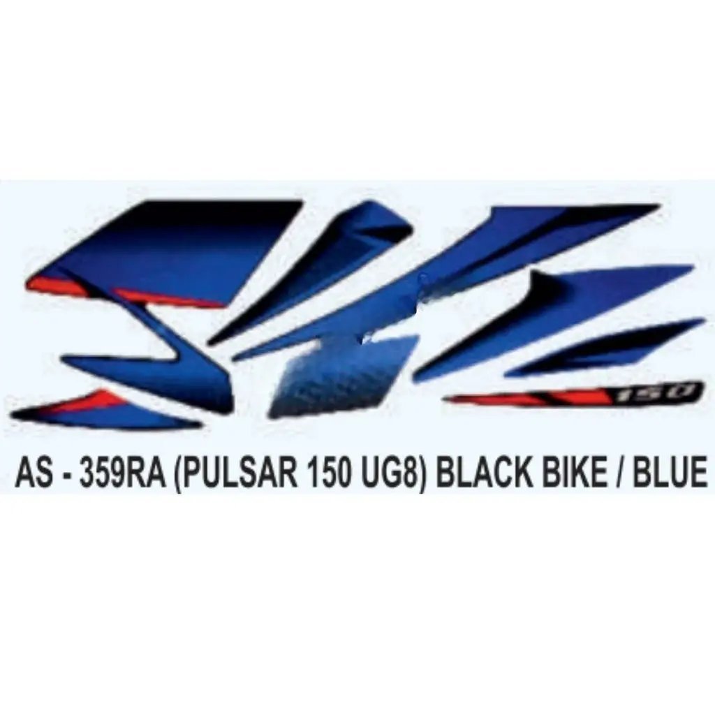 Graphics Sticker Set For Bajaj Pulsar 150 Ug8 | Black Vehicle | Blue Sticker | Both Sides