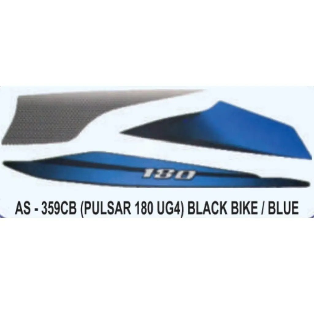 Graphics Sticker Set For Bajaj Pulsar 180 Ug4 | Black Vehicle | Blue Sticker | Both Sides