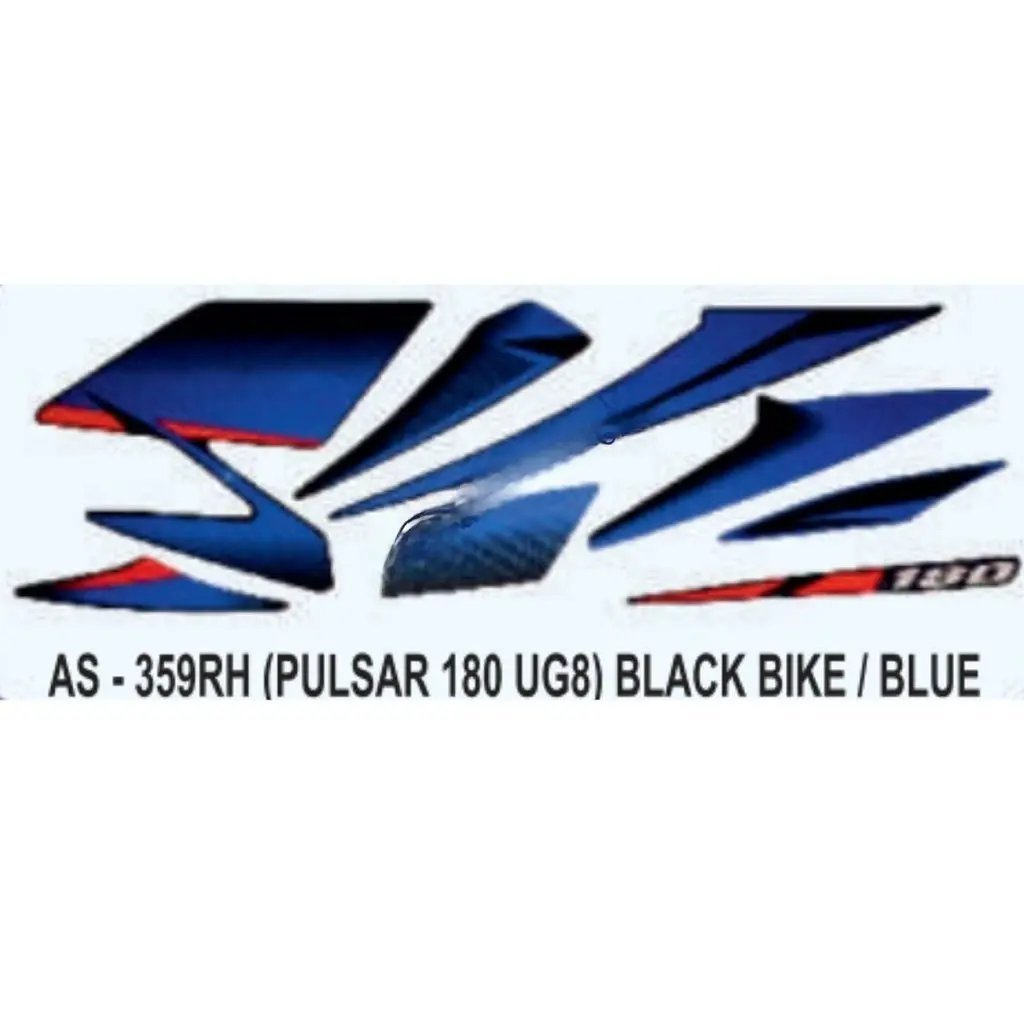 Graphics Sticker Set For Bajaj Pulsar 180 Ug8 | Black Vehicle | Blue Sticker | Both Sides