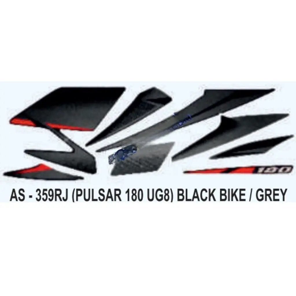 Graphics Sticker Set For Bajaj Pulsar 180 Ug8 | Black Vehicle | Grey Sticker | Both Sides