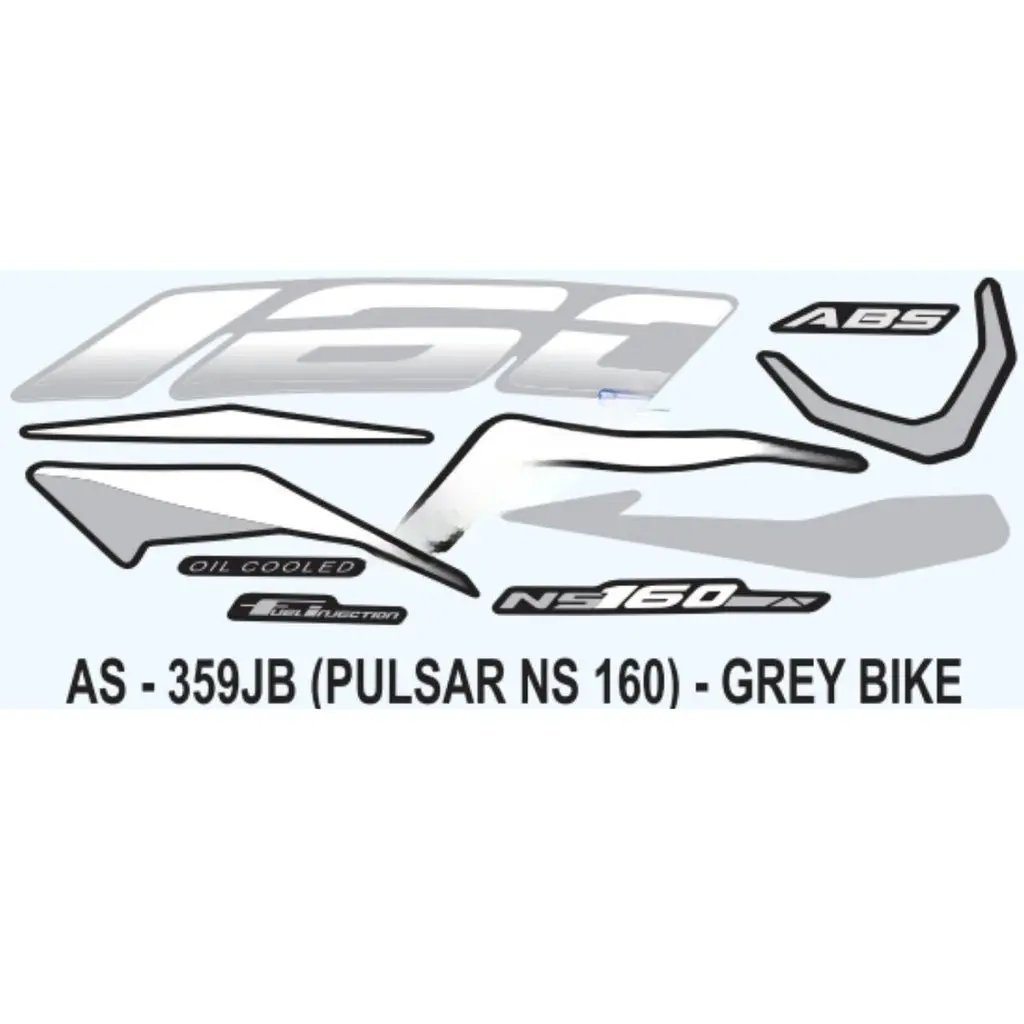 Graphics Sticker Set For Bajaj Pulsar Ns 160 | Abs | Grey Vehicle | Both Sides