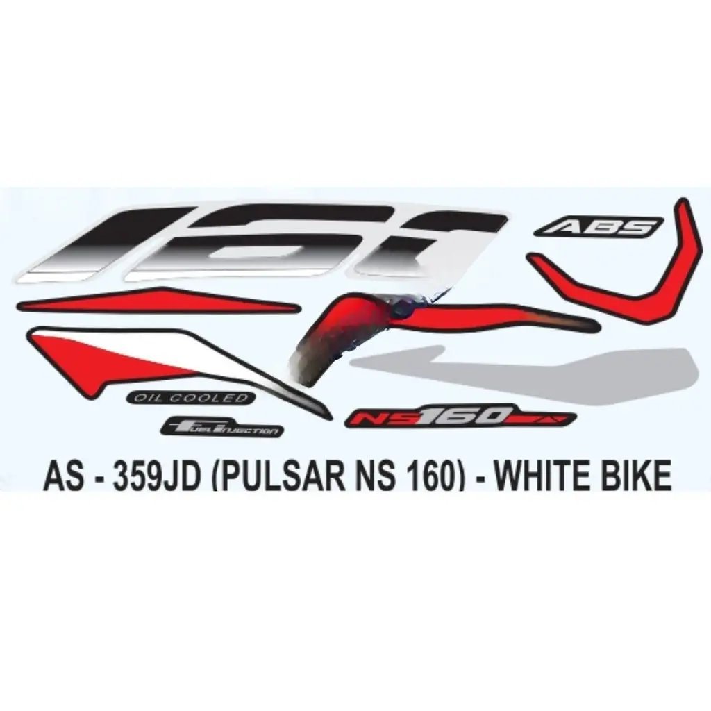 Graphics Sticker Set For Bajaj Pulsar Ns 160 | Abs | White Vehicle | Both Sides
