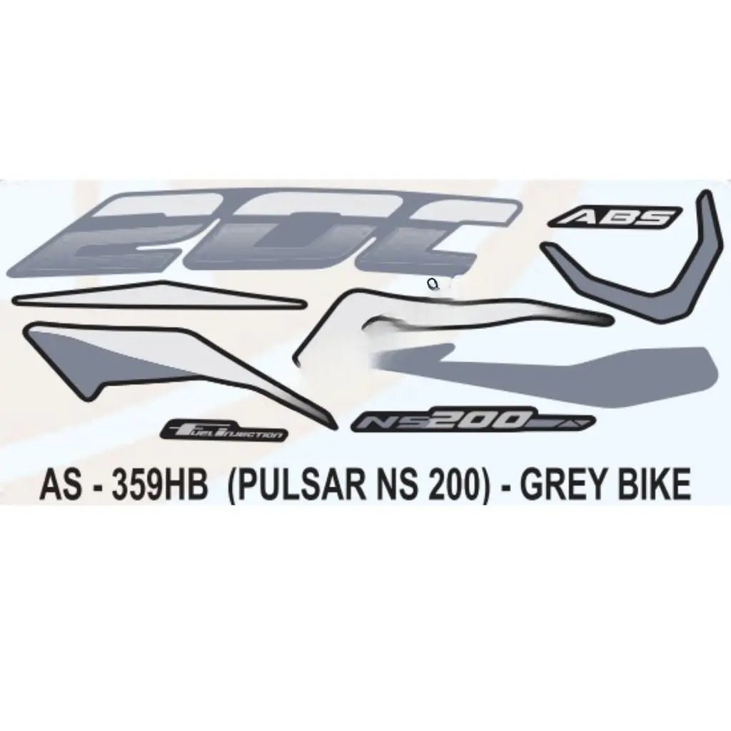 Graphics Sticker Set For Bajaj Pulsar Ns 200 | Abs | Grey Vehicle | Both Sides