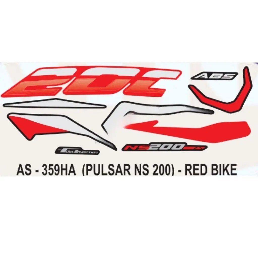 Graphics Sticker Set For Bajaj Pulsar Ns 200 | Abs | Red Vehicle | Both Sides