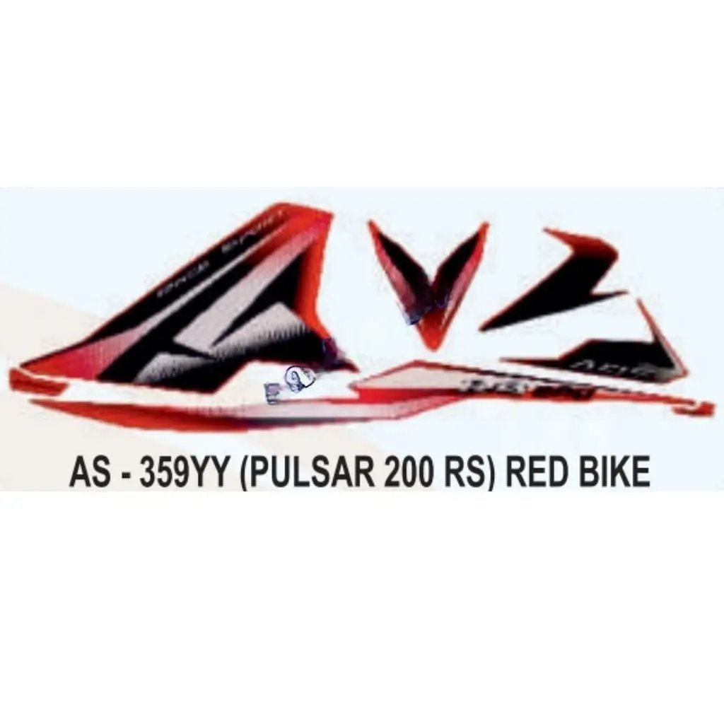Graphics Sticker Set For Bajaj Pulsar Rs 200 | Red Vehicle | Both Sides