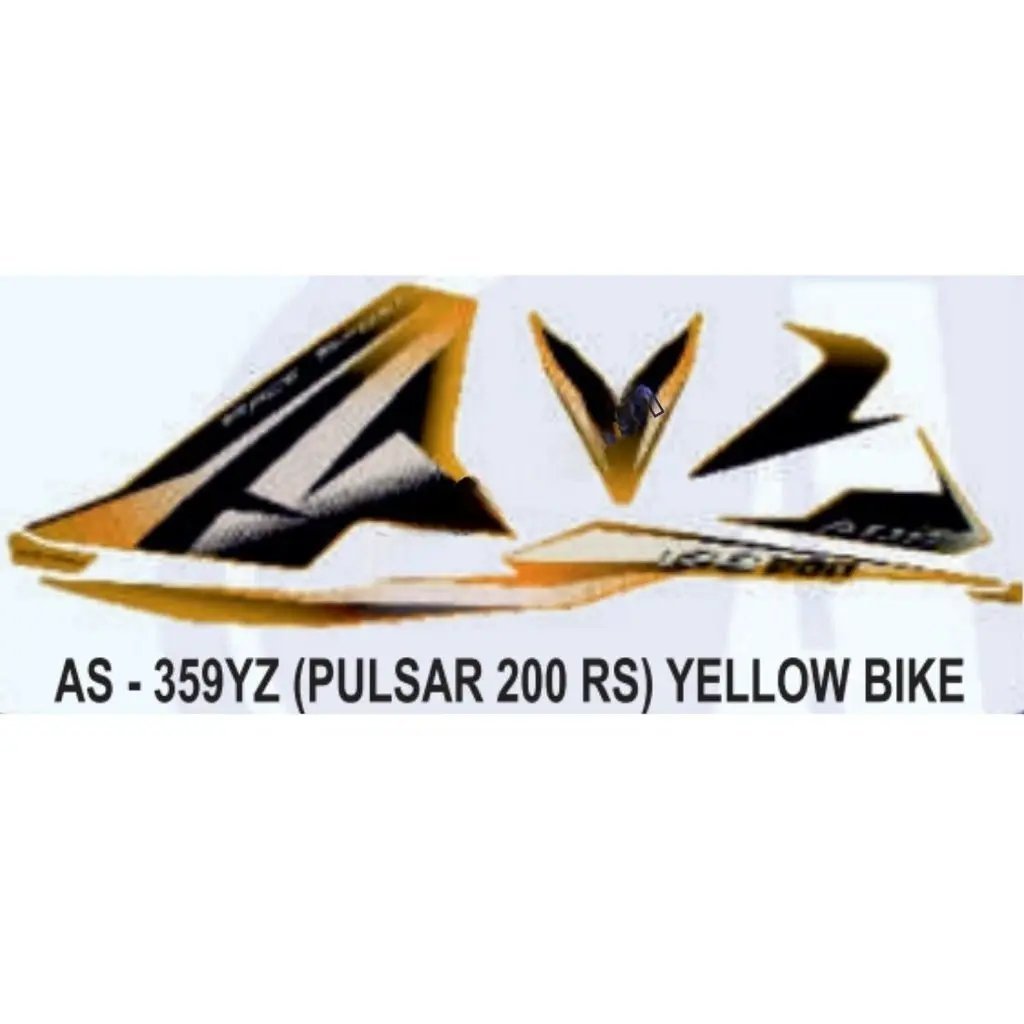 Graphics Sticker Set For Bajaj Pulsar Rs 200 | Yellow Vehicle | Both Sides