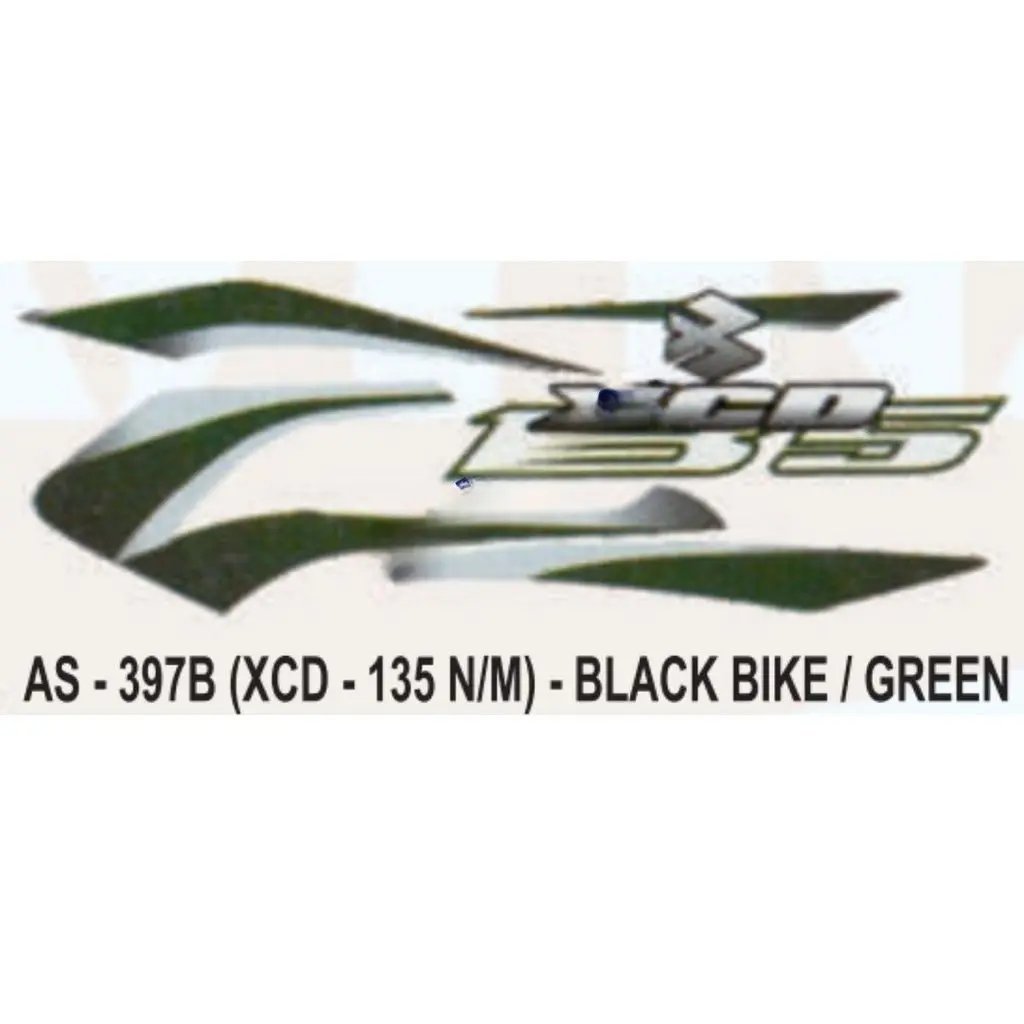 Graphics Sticker Set For Bajaj Xcd 135 | New Model | Black Vehicle | Green Sticker | Both Sides