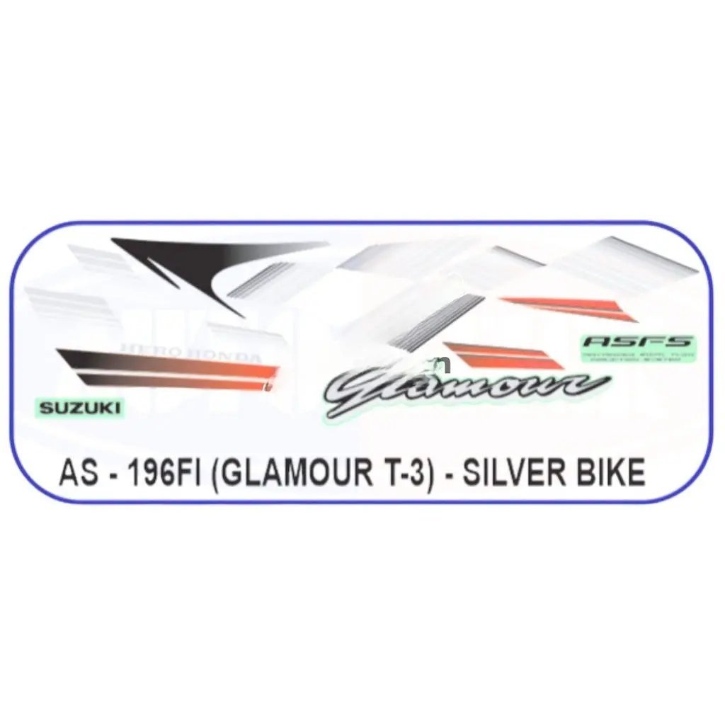 Graphics Sticker Set For Hero Glamour | Type 3 | Asfs | Slver Vehicle | Both Sides