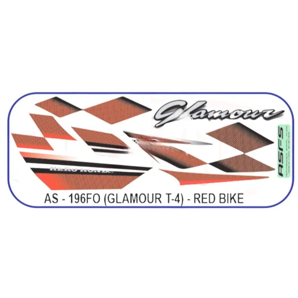 Graphics Sticker Set For Hero Glamour | Type 4 | Asfs | Red Vehicle | Both Sides