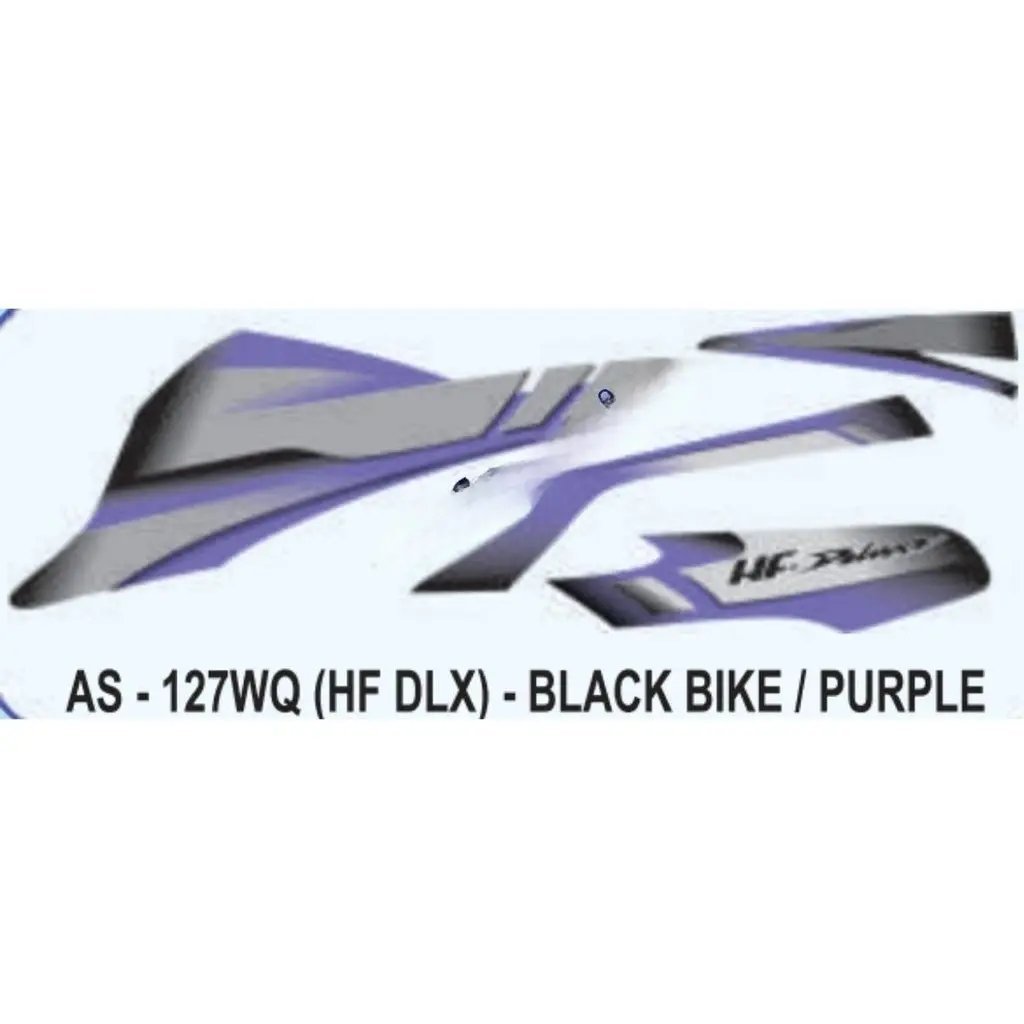 Graphics Sticker Set For Hero Hf Deluxe | Black Vehicle | Purple Sticker | Both Sides