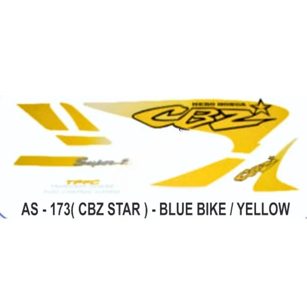 Graphics Sticker Set For Hero Honda Cbz Star | Blue Vehicle | Yellow Sticker | Both Sides