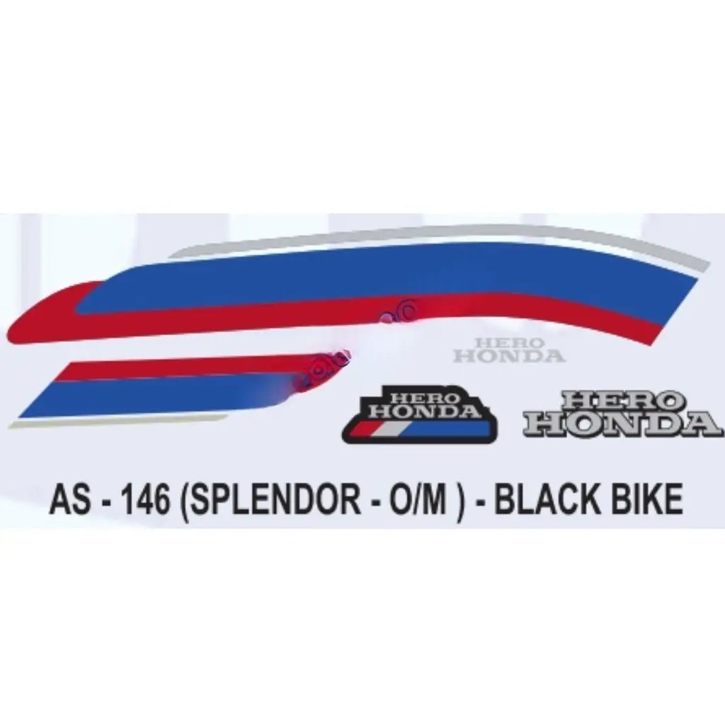 Graphics Sticker Set For Hero Honda Splendor | Old Model | Black Vehicle | Both Sides