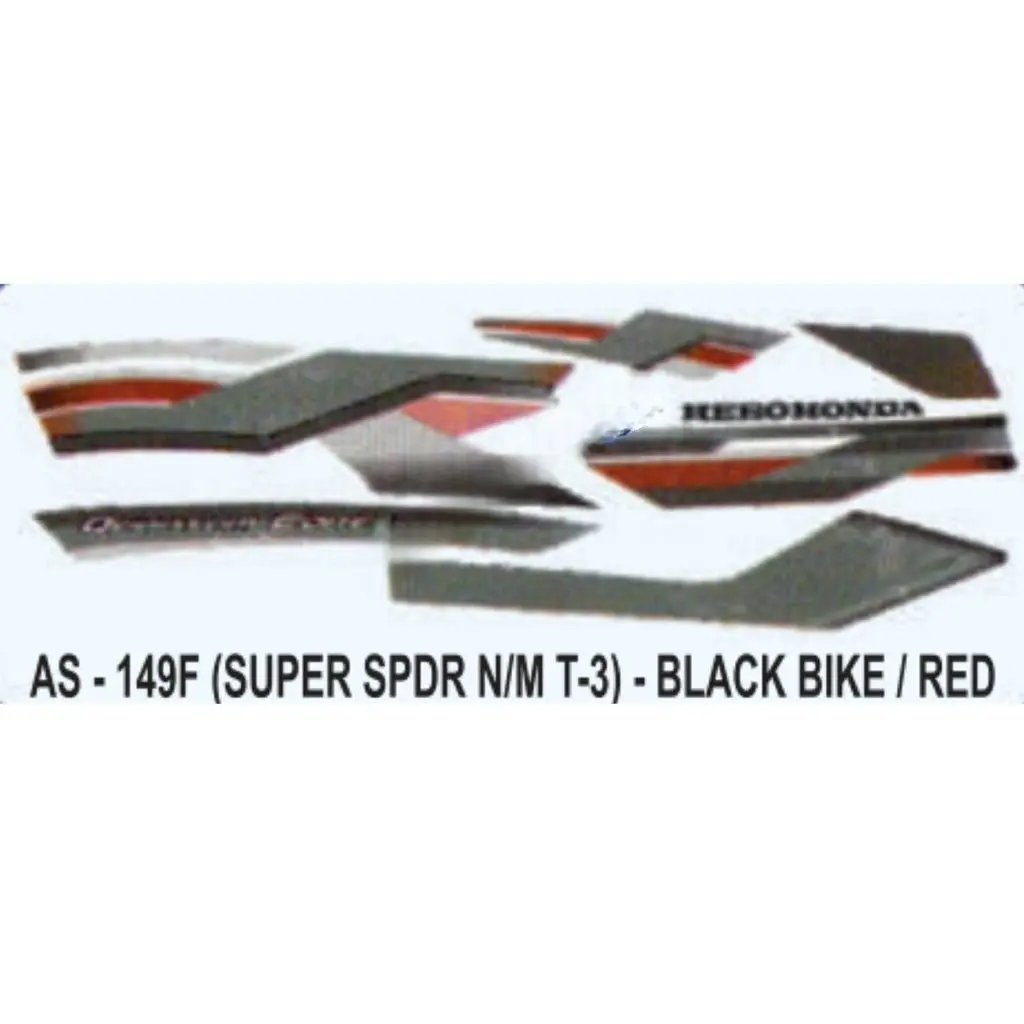 Graphics Sticker Set For Hero Honda Super Splendor | Type 3 | Black Vehicle | Red Sticker | Both Sides
