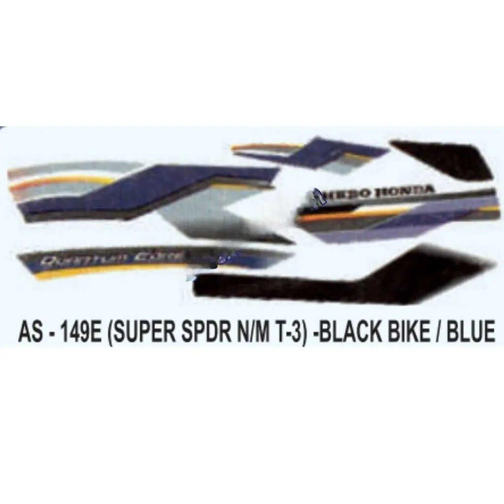 Graphics Sticker Set For Hero Honda Super Splendor | Type 3 | Black Vehicle | Blue Sticker | Both Sides