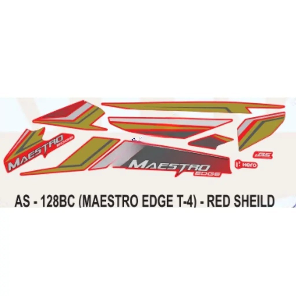 Graphics Sticker Set For Hero Maestro Edge | Type 4 | Red Shield Sticker | Both Sides