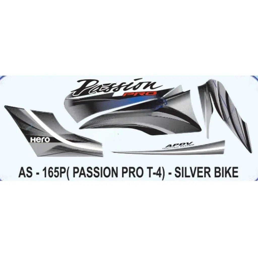 Graphics Sticker Set For Hero Passion Pro | Type 4 | Silver Vehicle | Both Sides