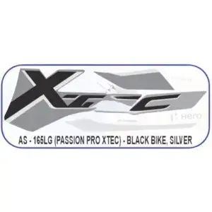 Graphics Sticker Set for Hero Passion Pro | XTEC | Black Vehicle | Silver Sticker