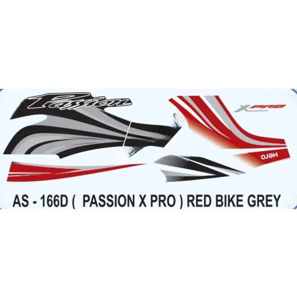 Graphics Sticker Set For Hero Passion X Pro | Red Vehicle | Grey Sticker | Both Sides