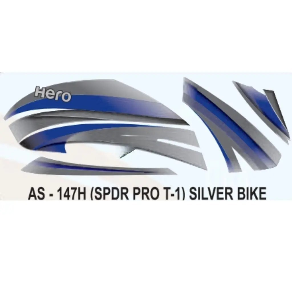 Graphics Sticker Set For Hero Splendor Pro | Type 1 | Silver Vehicle | Both Sides
