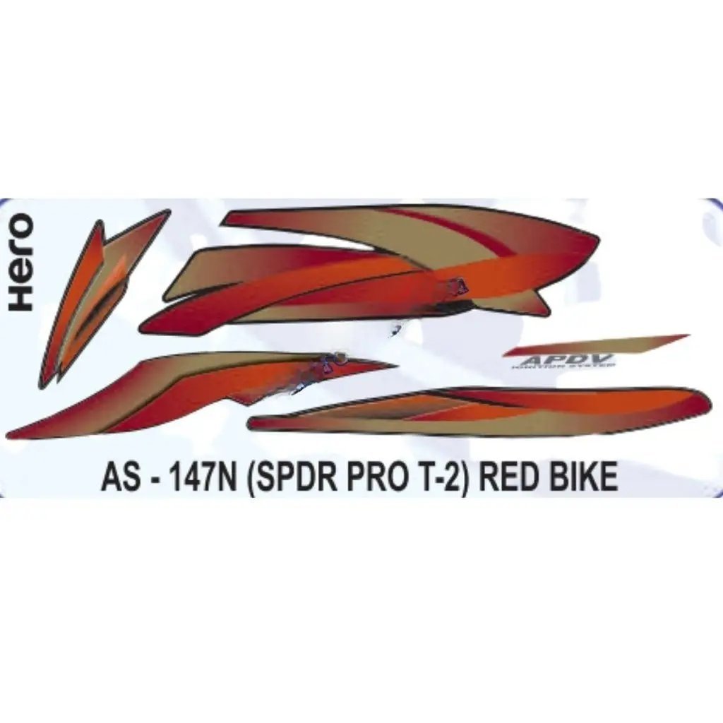 Graphics Sticker Set For Hero Splendor Pro | Type 2 | Red Vehicle | Both Sides
