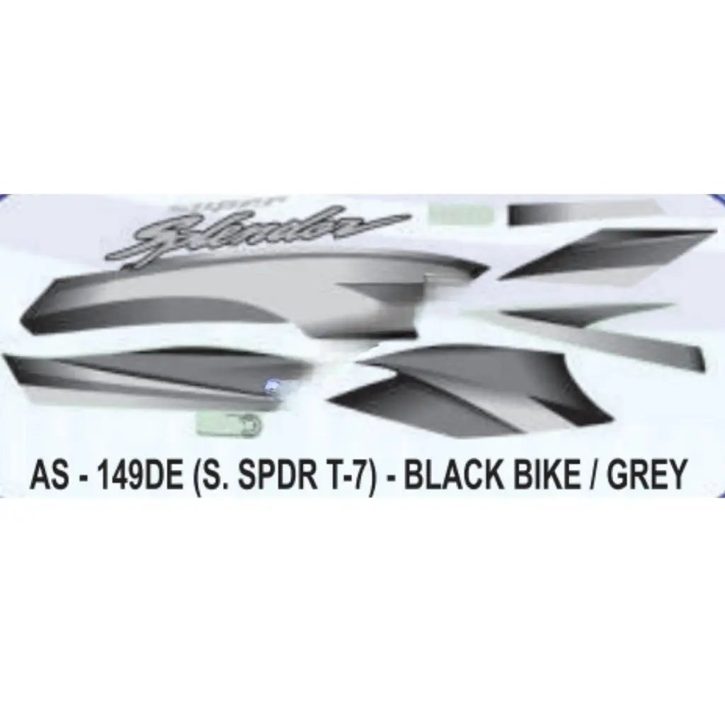 Graphics Sticker Set For Hero Super Splendor I3s | Type 7 | Black Vehicle | Grey Sticker | Both Sides