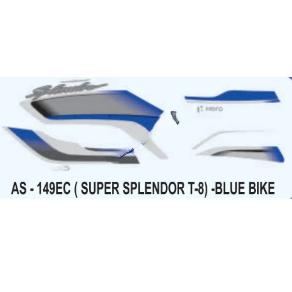 Graphics Sticker Set For Hero Super Splendor I3s | Type 8 | Blue Vehicle | Both Sides