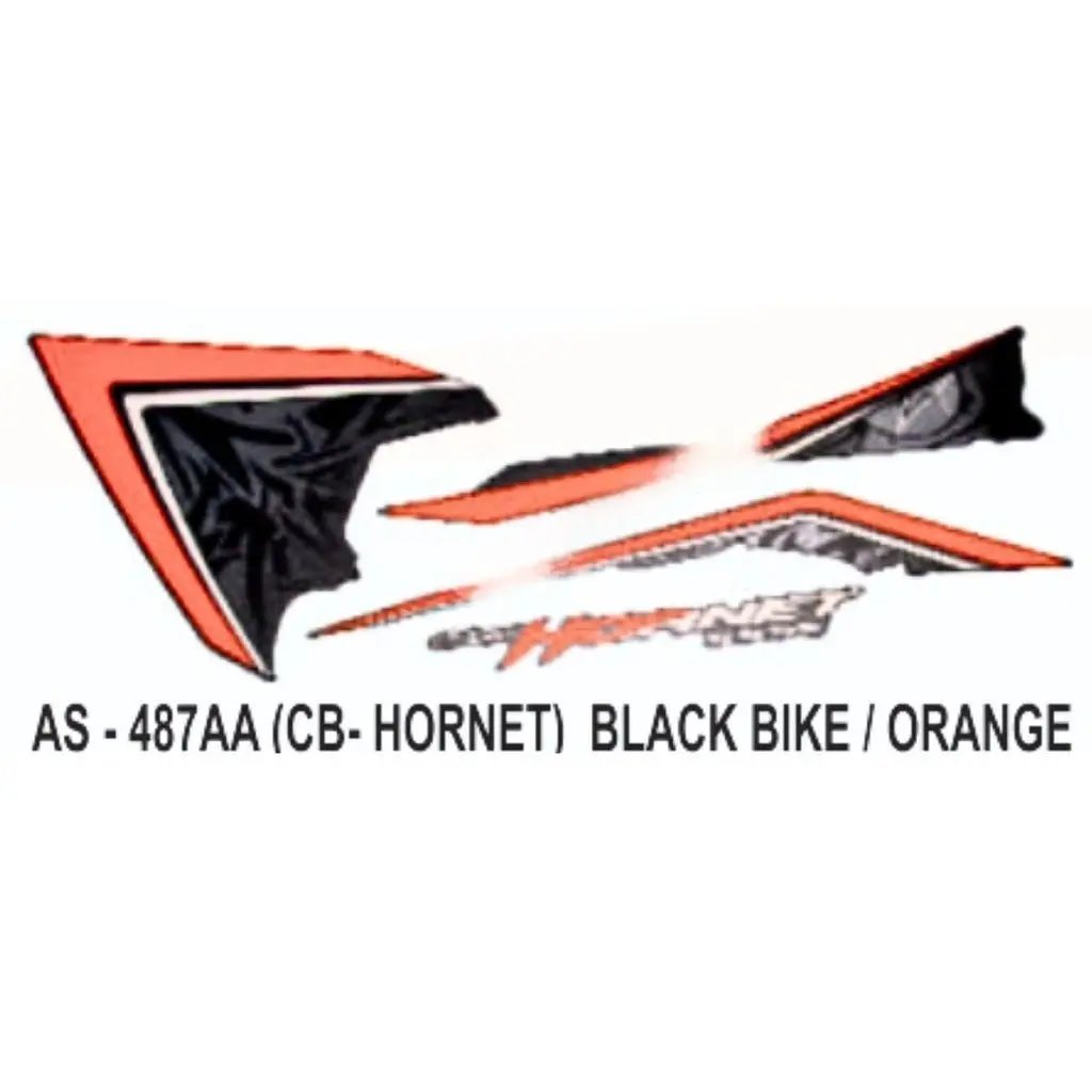 Graphics Sticker Set For Honda Cb Hornet | Black Vehicle | Orange Sticker | Both Sides