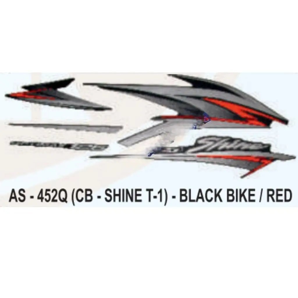 Graphics Sticker Set For Honda Cb Shine | Type 1 | Black Vehicle | Red Sticker | Both Sides