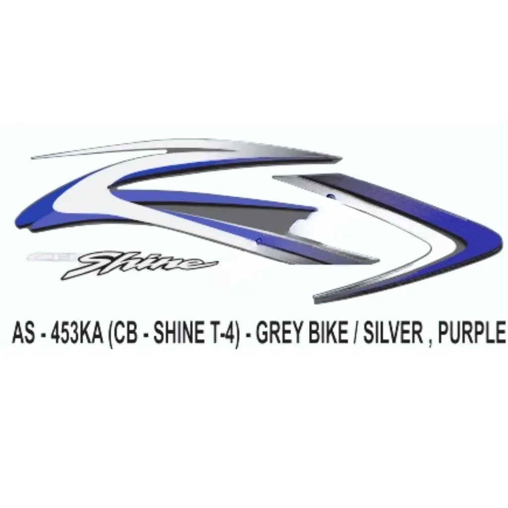 Graphics Sticker Set For Honda Cb Shine | Type 4 | Grey Vehicle | Silver & Purple Sticker | Both Sides