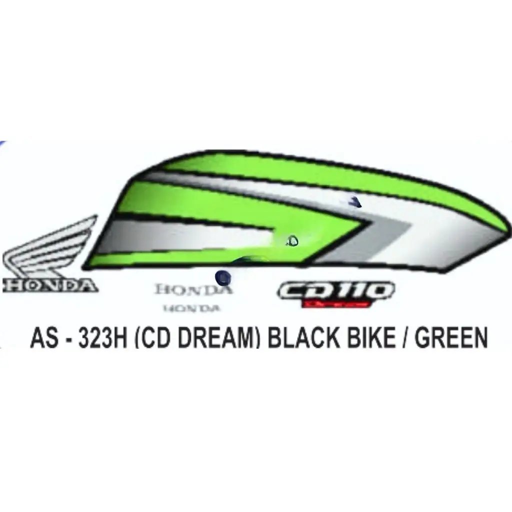Graphics Sticker Set For Honda Cd 110 Dream | Black Vehicle | Green Sticker | Both Sides