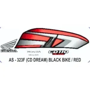 Graphics Sticker Set for Honda CD 110 Dream | Black Vehicle | Red Sticker | Both Sides