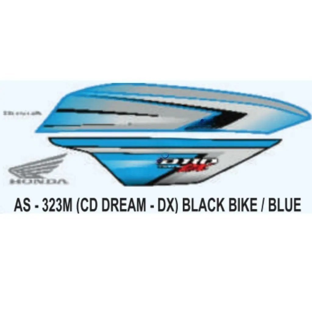 Graphics Sticker Set For Honda Cd 110 Dream Dx | Black Vehicle | Blue Sticker | Both Sides