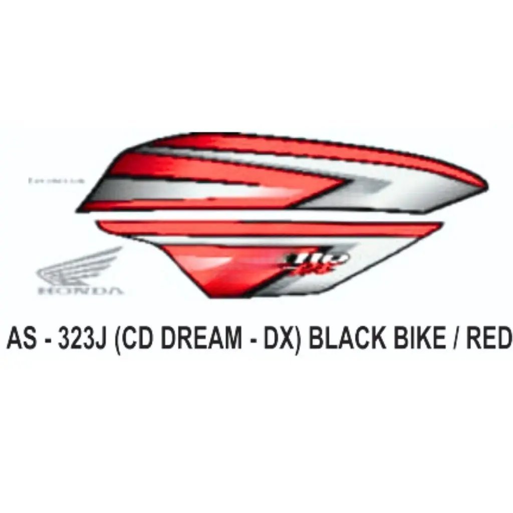 Graphics Sticker Set For Honda Cd 110 Dream Dx | Black Vehicle | Red Sticker | Both Sides